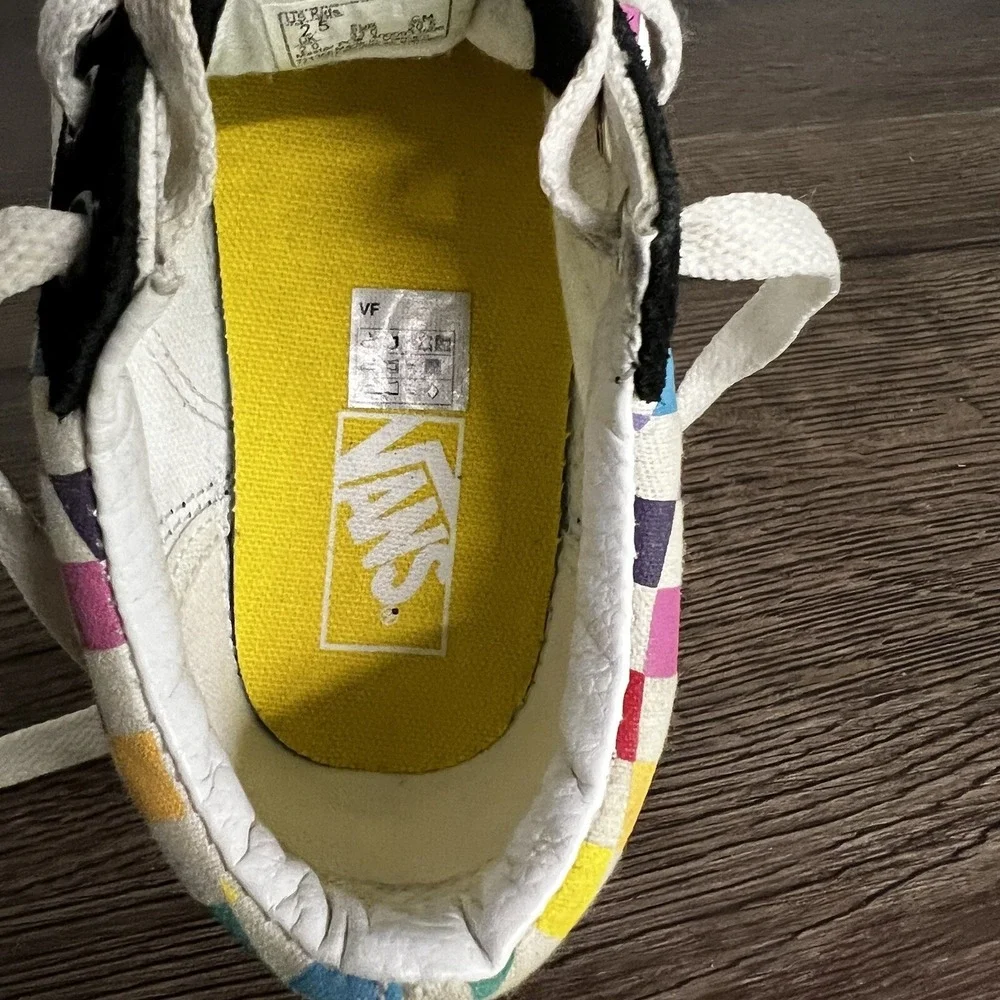VANS‎ Missy Rainbow Checkerboard Old Skool Lace Up Skate Girls Size 2.5